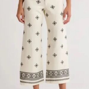 Zara Linen Blend White and Black Wide Leg Pants Size Xl New with tags $70 Retail